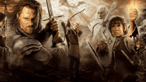 Looking Back At The Oscars 2003 Best Picture Nominees Group of fantasy characters ready for battle, featuring a swordsman, wizard, archer, and two hobbits.