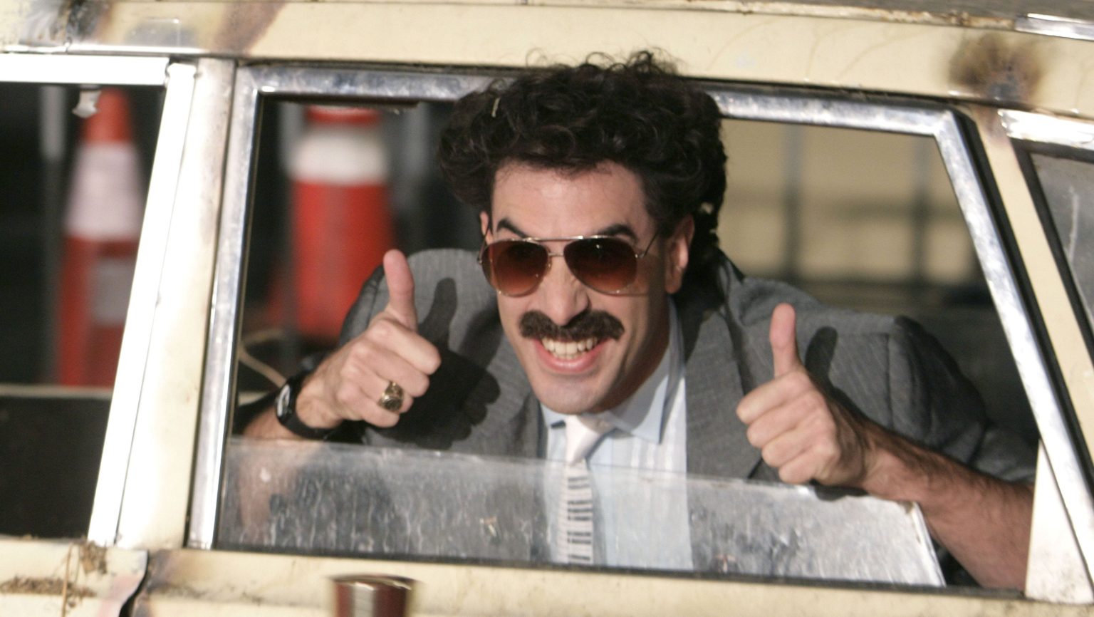 Sacha Baron Cohen Spotted Filming In Classic Borat Costume
