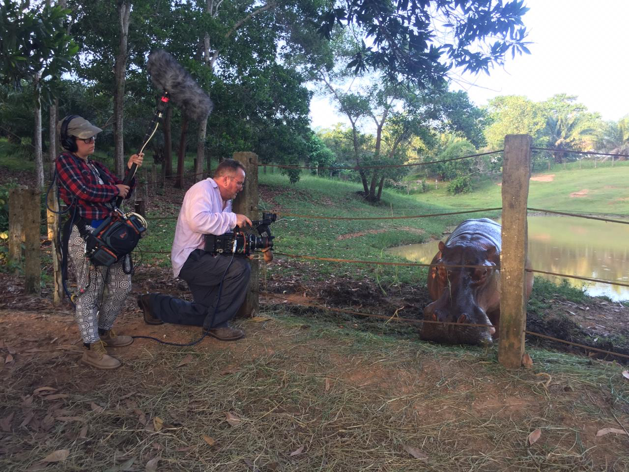Behind the scenes pic of crew at hippo lake