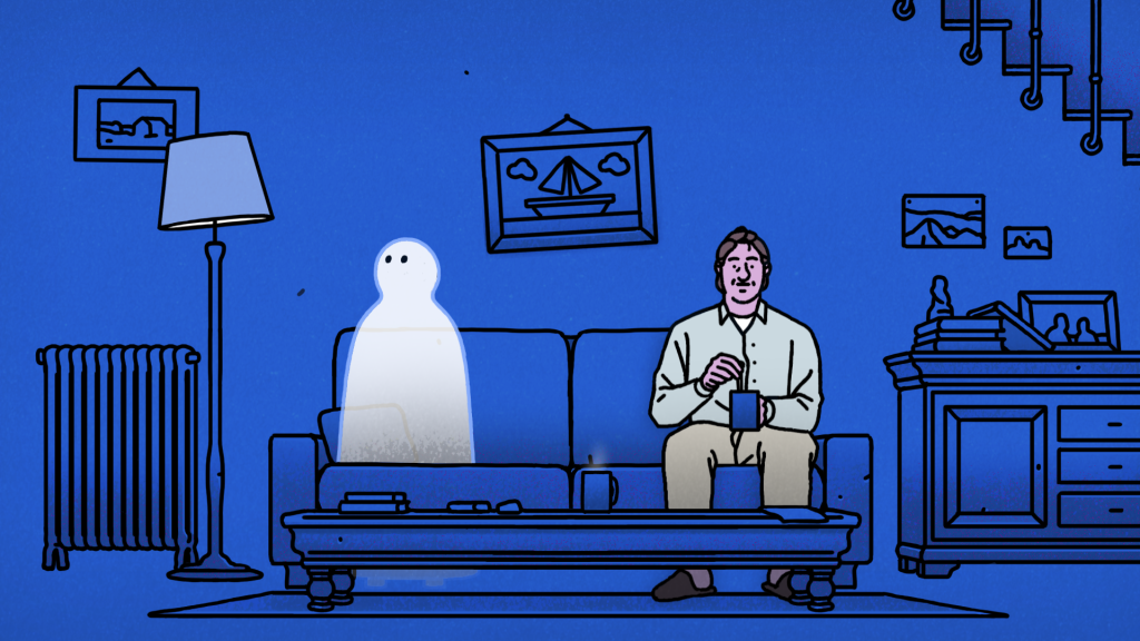 ‘MON AMI QUI BRILLE DANS LA NUIT’ (AFI Fest ’21 Short Film) Review – A Heartwarming, Melancholic Short About a Man and his Ghost Friend