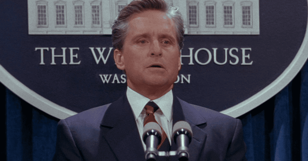 Michael Douglas as Andrew Shepherd in The American President