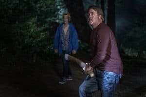 Connor Wong as Dave and Lochlyn Munro as Jeff in "Cheat Code" Creepshow