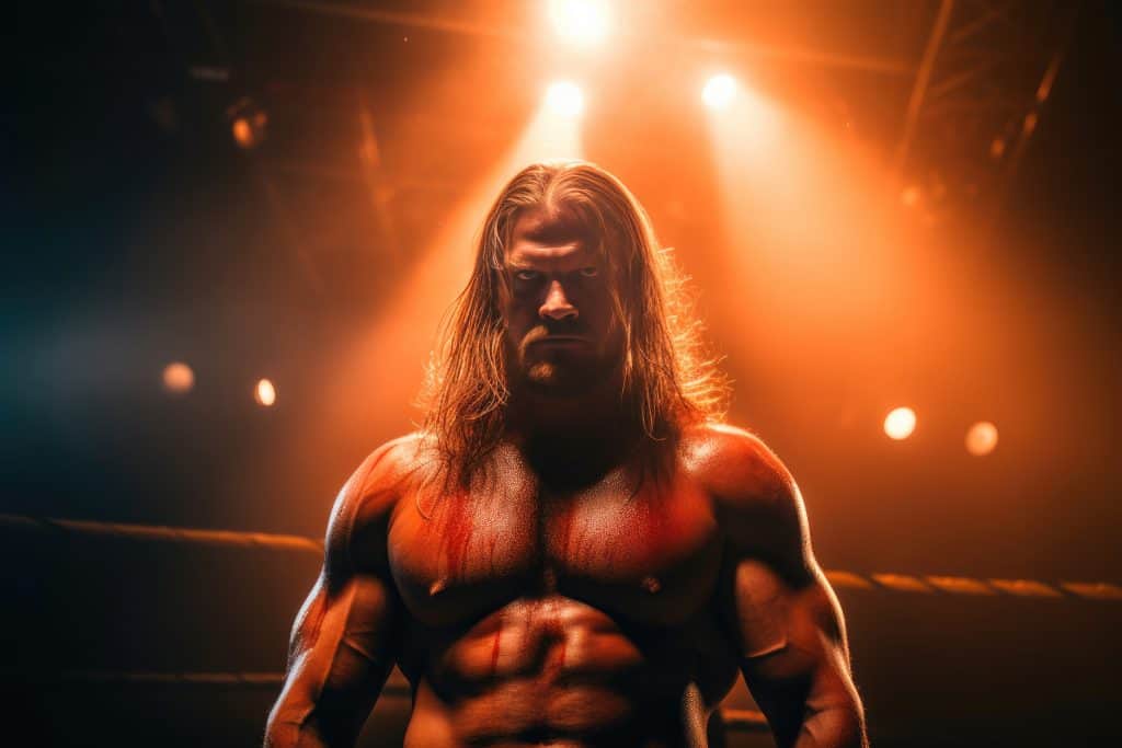 A man with long hair standing in a wrestling ring.