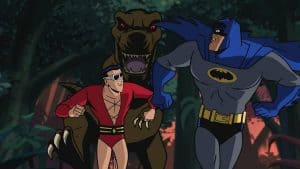 ‘Batman: The Brave And The Bold’: Seasons 1-3 (Individual) Blu-Ray Review – A Fun Spin On The Dark Knight Batman and t - rex in the woods.