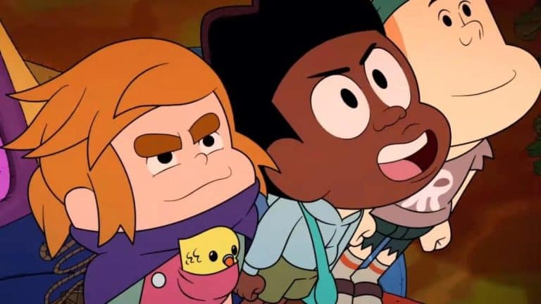 A group of cartoon characters standing next to each other.