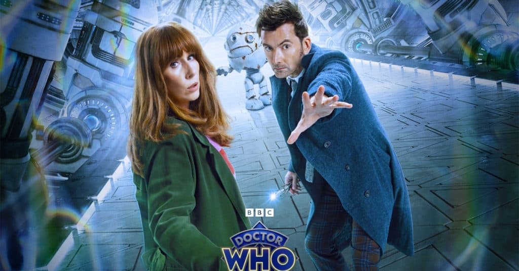 A poster for doctor who with a man and woman.
