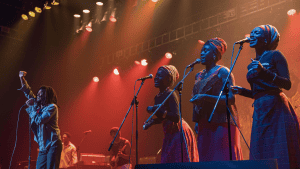 Judy Mowatt, Naomi Cowan, Marcia Griffiths, Lashana Lynch, Kingsley Ben-Adir, and Anna-Share Blake in Bob Marley: One Love (2024)