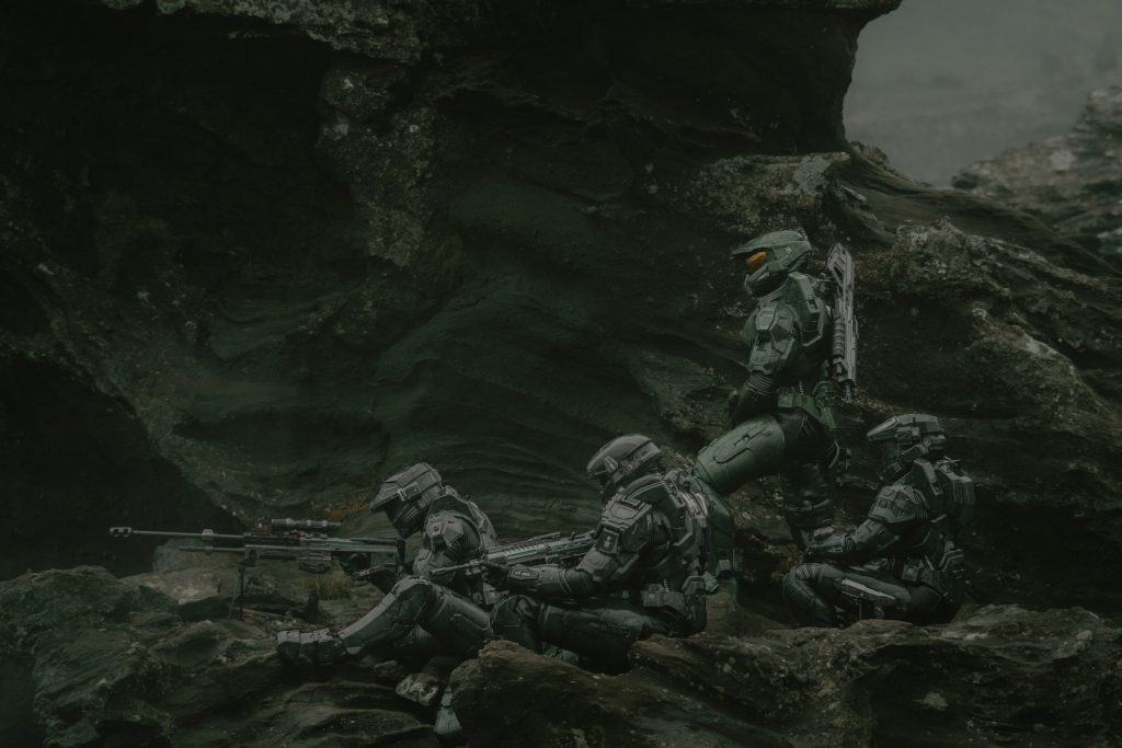 A group of people in armor with guns.