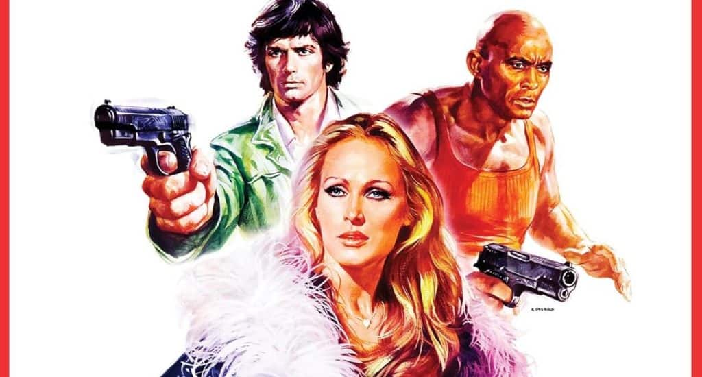 A movie poster with a woman holding a gun and a man holding a gun.