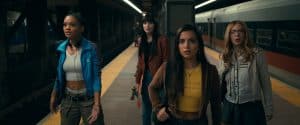 ‘Madame Web’ 4K UHD Blu-Ray Review – A Shoddy Origin Story From Marvel A group of girls standing on a train platform.