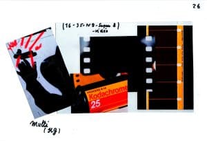 A piece of paper with a picture of a film strip.