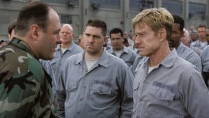 ‘The Last Castle’ 4K UHD Blu-Ray Review – Star Power Buoys Prison Action-Thriller A group of men in uniform talking to each other.