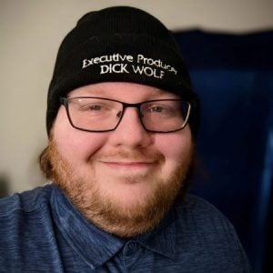 Executive producer dick wolf wearing a beanie.