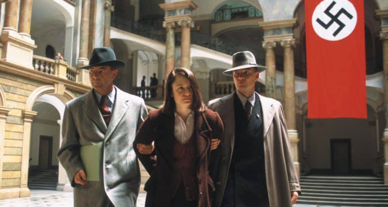 ‘Sophie Scholl: The Final Days’ Blu-Ray Review – Spotlight On Real-Life Bravery Is An Emotional Gut Punch Three people standing in front of a nazi flag.
