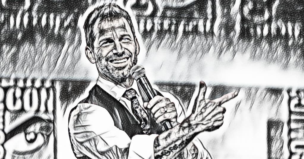 Man in a vest holding a microphone and gesturing with his hand during a presentation, with a pencil sketch effect applied to the image.