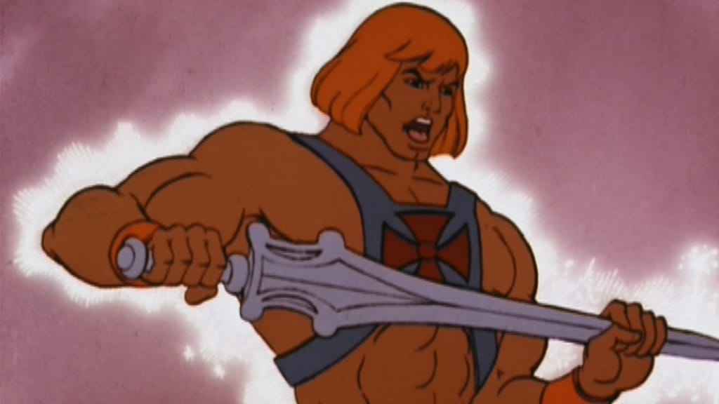 Animated character wielding a sword with a determined expression.