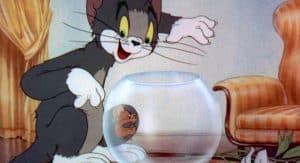 Tom and jerry in a fish bowl.