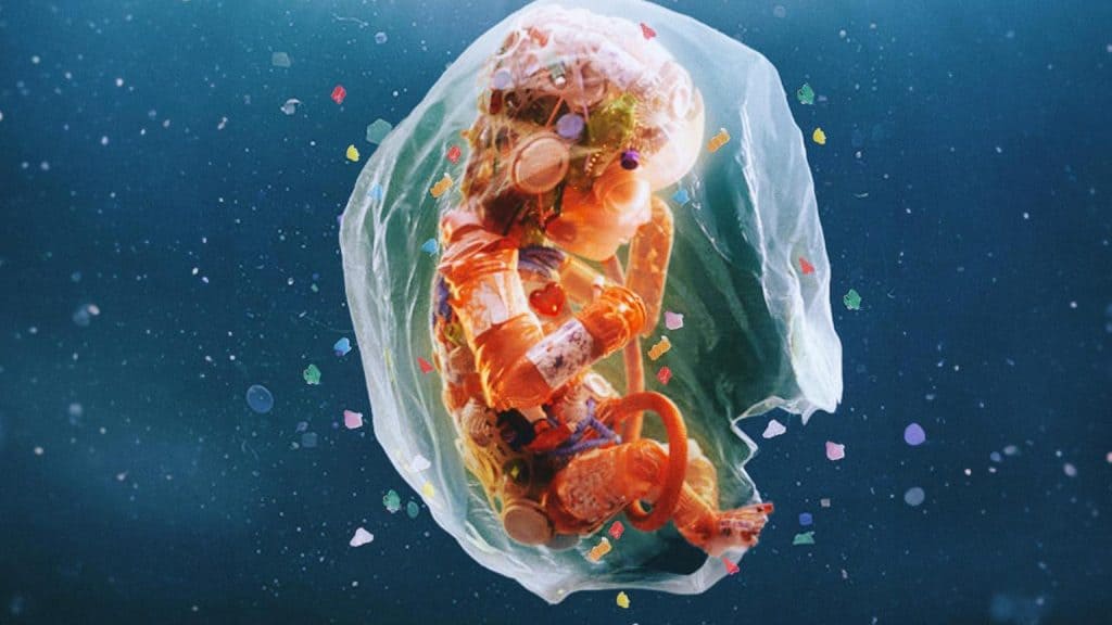 An image of a baby in a plastic bag.