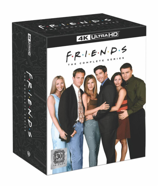 Box set of "Friends: The Complete Series" in 4K Ultra HD, featuring six characters posing together on the cover.