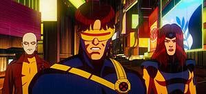 The MCU’s New X-Men Are Here: Everything We Know Animated scene featuring three superheroes, including one with a visor and yellow costume, standing in a neon-lit cityscape.