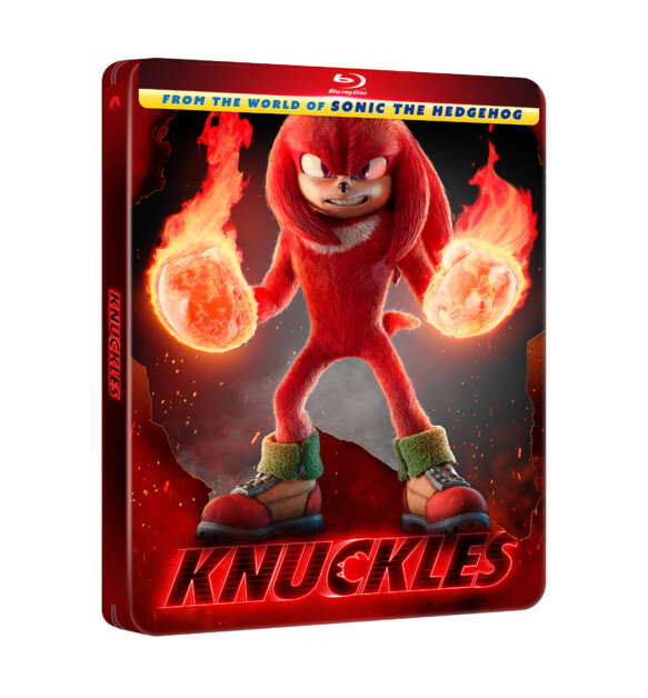 Blu-ray cover featuring the character Knuckles from the Sonic the Hedgehog series with fists engulfed in fire. Text at the top reads "From the World of Sonic the Hedgehog.