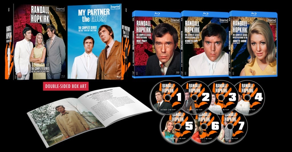 Box set containing "Randall and Hopkirk (Deceased)" Blu-rays, featuring seven discs, individual character cover art, and a booklet.