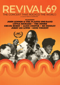 Poster for "Revival69: The Concert That Rocked The World" featuring John Lennon, Little Richard, The Doors, Chuck Berry, Alice Cooper, Bo Diddley, Jerry Lee Lewis, and Gene Vincent.