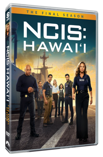 DVD cover of NCIS: Hawai'i: The Final Season, depicting the main cast standing in front of a naval ship at sunset.