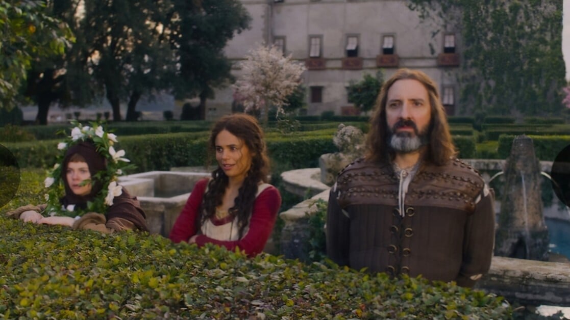 Tony Hale, Jessica Plummer, and Saoirse-Monica Jackson in The Decameron (2024) | Image via Netflix