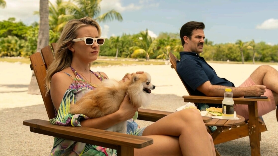 Meredith Hagner and Rob Delaney in Bad Monkey (2024) | Image via Apple TV+