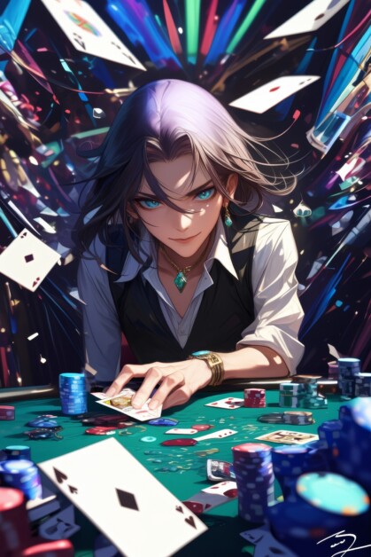 Anime character playing cards