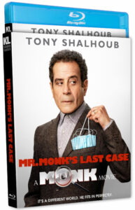 Blu-ray cover of "Mr. Monk's Last Case: A Monk Movie" featuring a man holding a face mask against a white background.