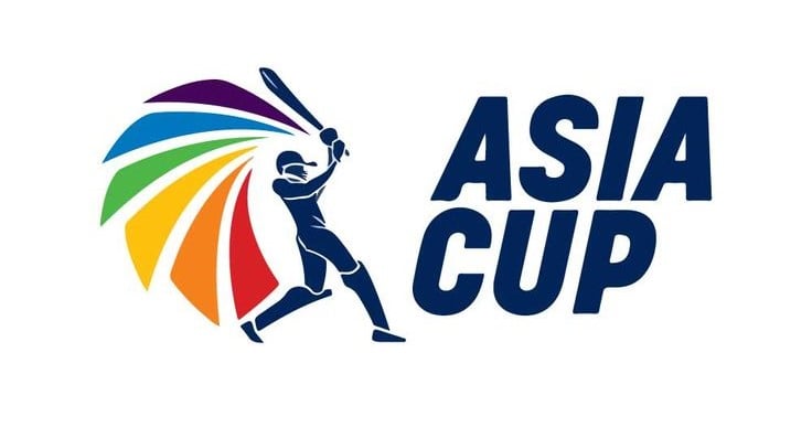 Logo of the Asia Cup featuring a cricketer silhouette with a colorful arc behind, symbolizing motion, next to the text "ASIA CUP.