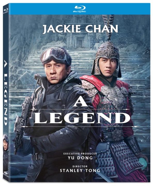 Blu-ray cover of the movie "A Legend" featuring two characters in military and ancient armor, standing in front of icy ruins.