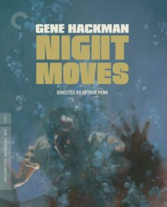 Cover of "Night Moves" by Arthur Penn, featuring a figure appearing through abstract brushstrokes with bold yellow title text at the center.