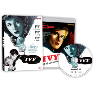 Cover and disc of the movie "Ivy," featuring a woman's face and a tagline describing her as "lovely" and "evil.