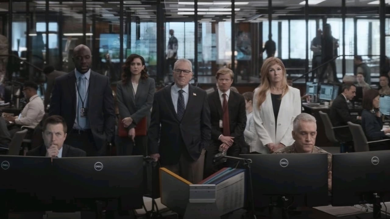 Robert De Niro, Connie Britton, Jesse Plemons, Mozhan Navabi, and McKinley Belcher III in Zero Day (2025) | Image via Netflix
