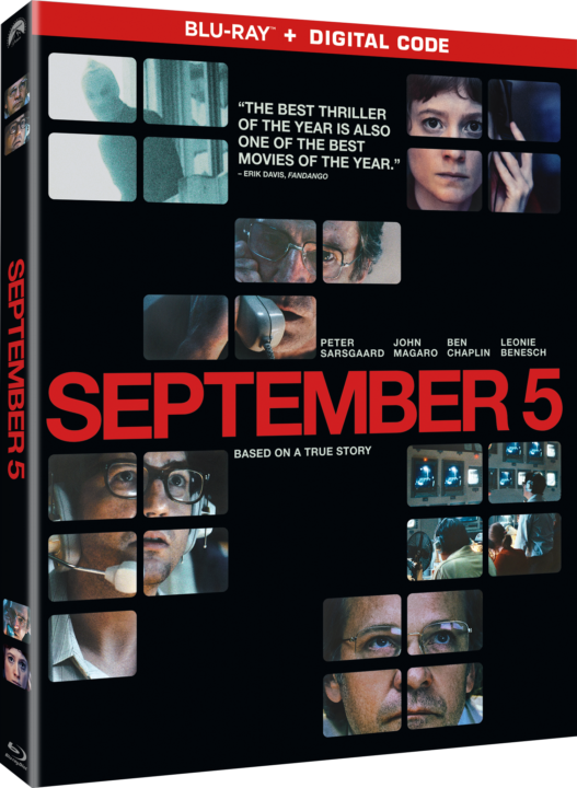 September 5" Blu-ray cover showing various characters in a grid, tagline quotes, and title in bold red letters.