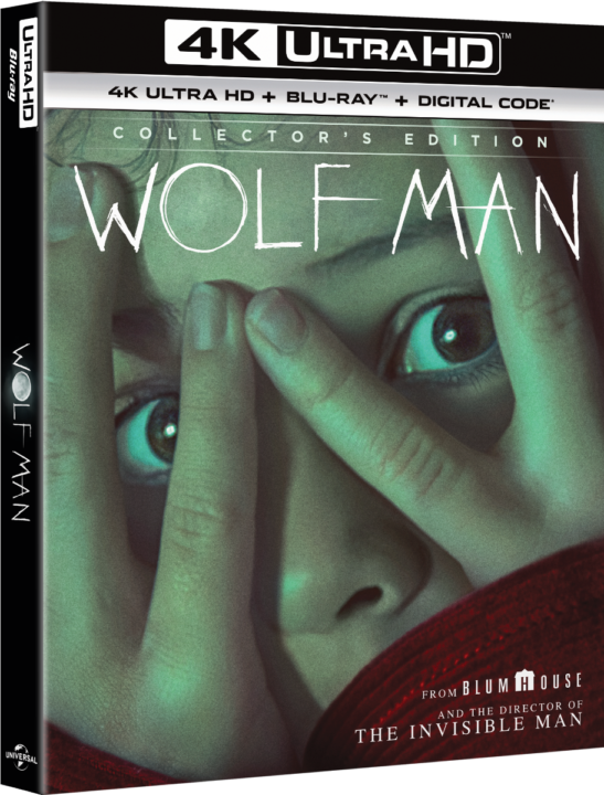 Cover of "Wolf Man" Collector's Edition 4K Ultra HD Blu-ray, featuring a close-up of a person's face partially covered by their hands.