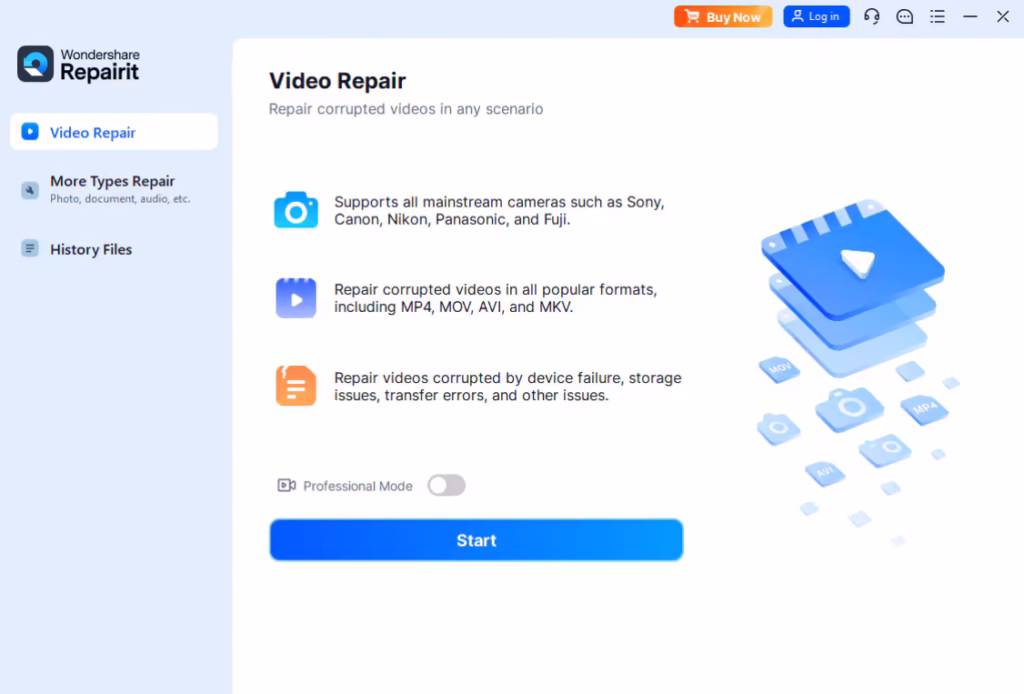 start and import damaged video