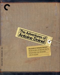A textured tan cover with a tag reading "The Adventures of Antoine Doinel" and a list of five films by François Truffaut, part of The Criterion Collection.