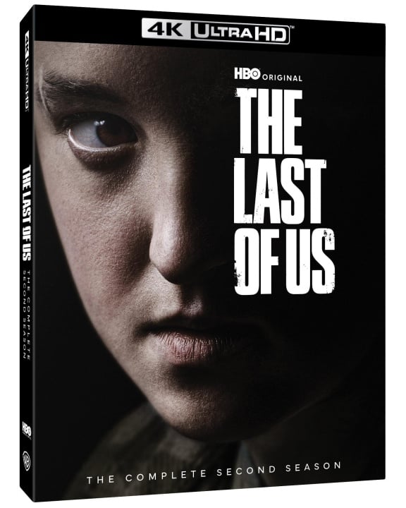 4K Ultra HD box cover for HBO Original "The Last of Us: The Complete Second Season," featuring a close-up of a serious person's face.