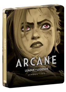 Cover art for "Arcane: League of Legends, Season Two," featuring a close-up of a character's intense facial expression with the title text overlayed.