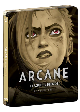 Cover art for "Arcane: League of Legends, Season Two," featuring a close-up of a character's intense facial expression with the title text overlayed.