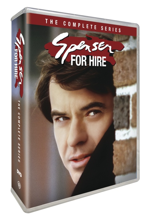 DVD box set for "Spenser for Hire: The Complete Series" featuring a close-up of a man's face and a brick wall in the background.