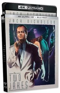 A 4K Ultra HD + Blu-ray case for the film "The Two Jakes" featuring cover art with a man in a white suit and two figures in the background.
