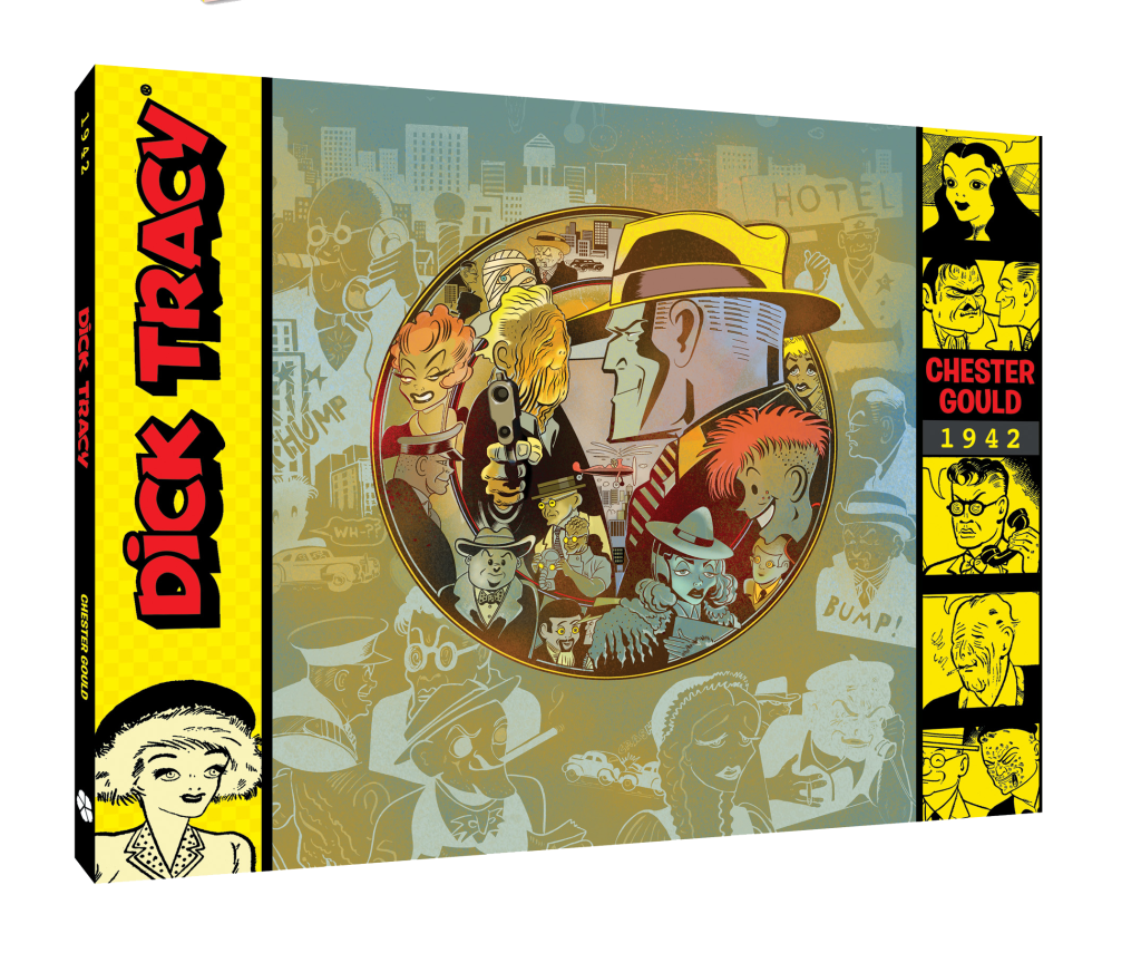 A Dick Tracy comic book box set featuring bold artwork of characters, with "Dick Tracy" and "Chester Gould 1942" on the side panels.