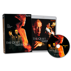 Blu-ray set for "The Quiet American" featuring the case, cover art with main characters, and the disc displaying the film's title and artwork.