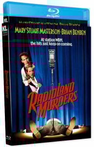 Blu-ray cover for "Radioland Murders" showing two characters pulling aside blue curtains behind an old-fashioned radio microphone. The title is in bold red letters.