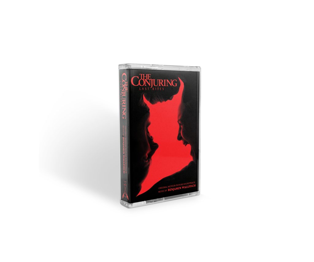 A VHS tape of "The Conjuring: Last Lies" featuring a black and red cover with two shadowy faces in profile forming a central silhouette.
